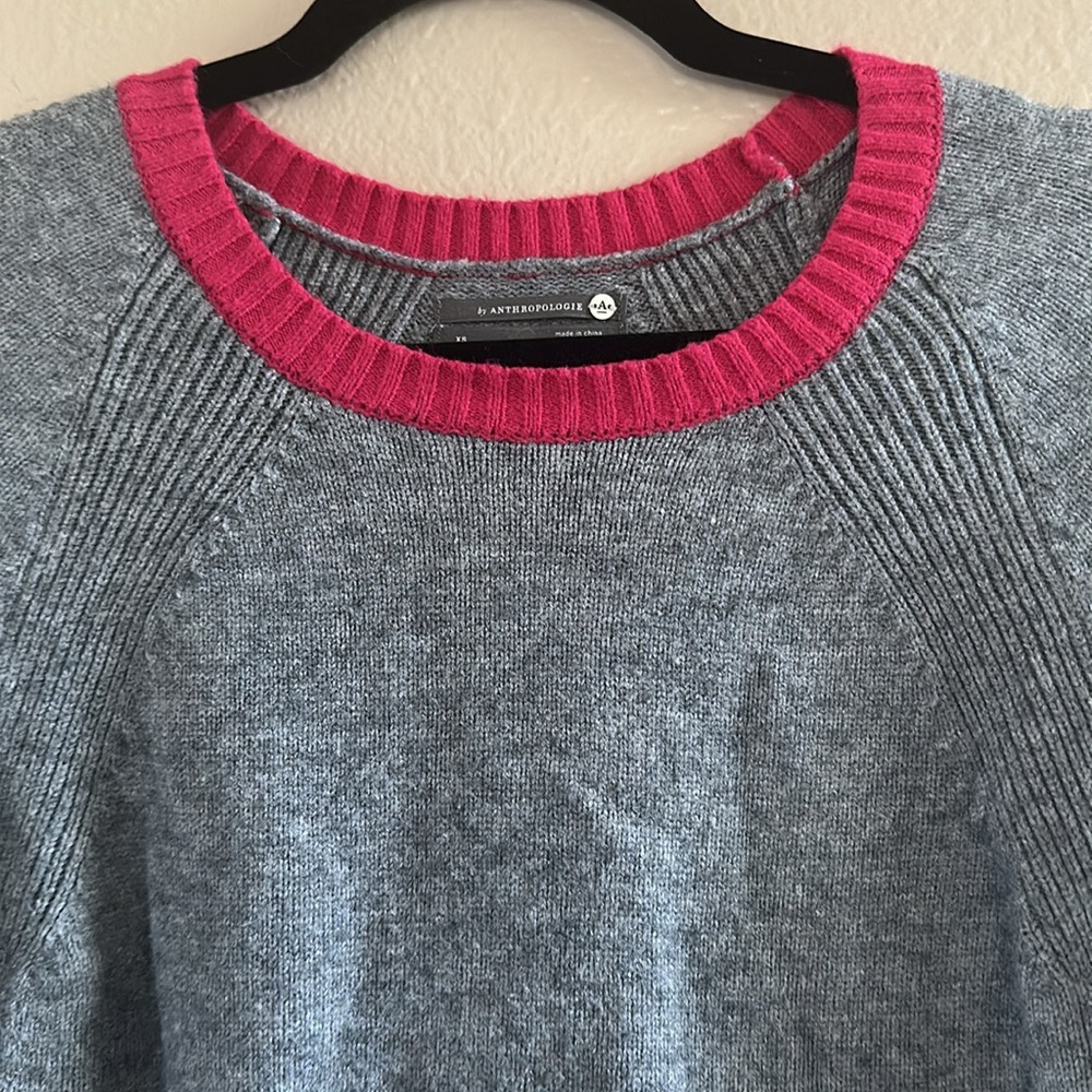 Anthropologie Rebekah Gray and Pink Colorblock Sweater Tunic - Picture 3 of 9
